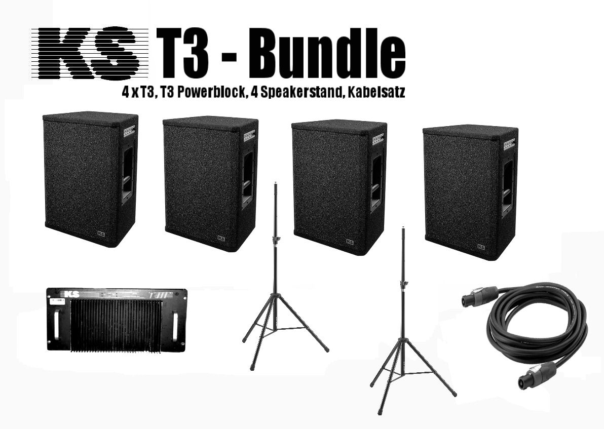 KS-Audio -Bundle "T3"  4 x T3, T3 Powerblock, Zubehör